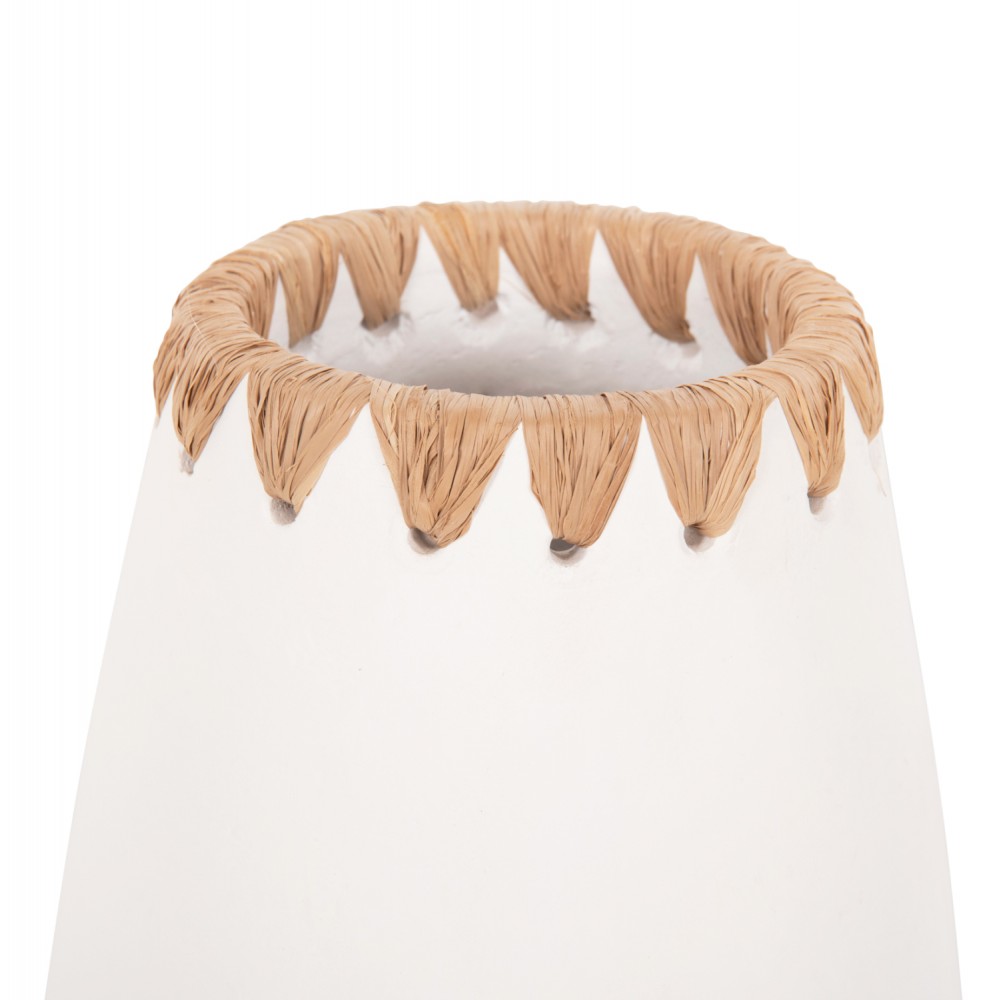 Σετ 3τμχ διακοσμητικά βάζα από τερακότα/ψάθα σε χρώμα λευκό/φυσικό  Φ17.5x39