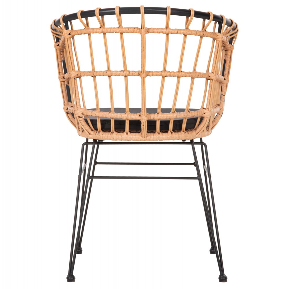 Πολυθρόνα κήπου "ALLEGRA" από μέταλλο/wicker σε μαύρο/μπεζ χρώμα 58x61x81