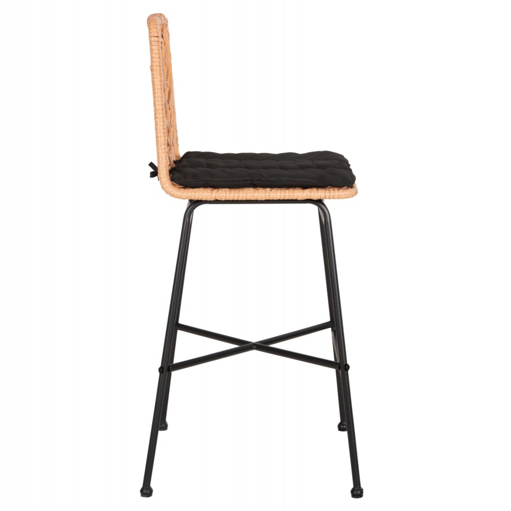 Σκαμπώ μπαρ "GERALD" από μέταλλο/rattan σε χρώμα μαύρο/μπεζ 47x47x101