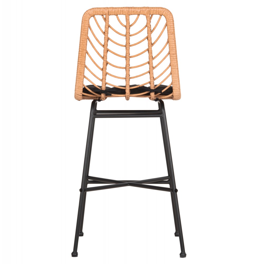 Σκαμπώ μπαρ "GERALD" από μέταλλο/rattan σε χρώμα μαύρο/μπεζ 47x47x101