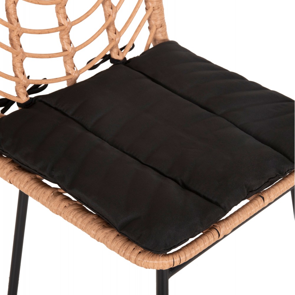 Σκαμπώ μπαρ "GERALD" από μέταλλο/rattan σε χρώμα μαύρο/μπεζ 47x47x101