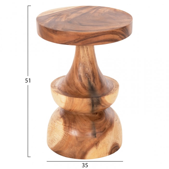 Τραπέζι βοηθητικό "BERMAN" από ξύλο σε φυσικό χρώμα Φ35x51