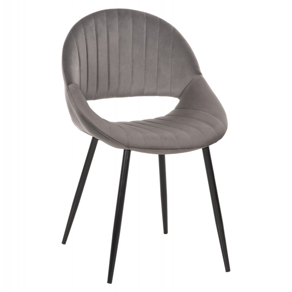 Καρέκλα "ODEN" από βελούδο/μέταλλο σε γκρι/μαύρο χρώμα 52x55x84