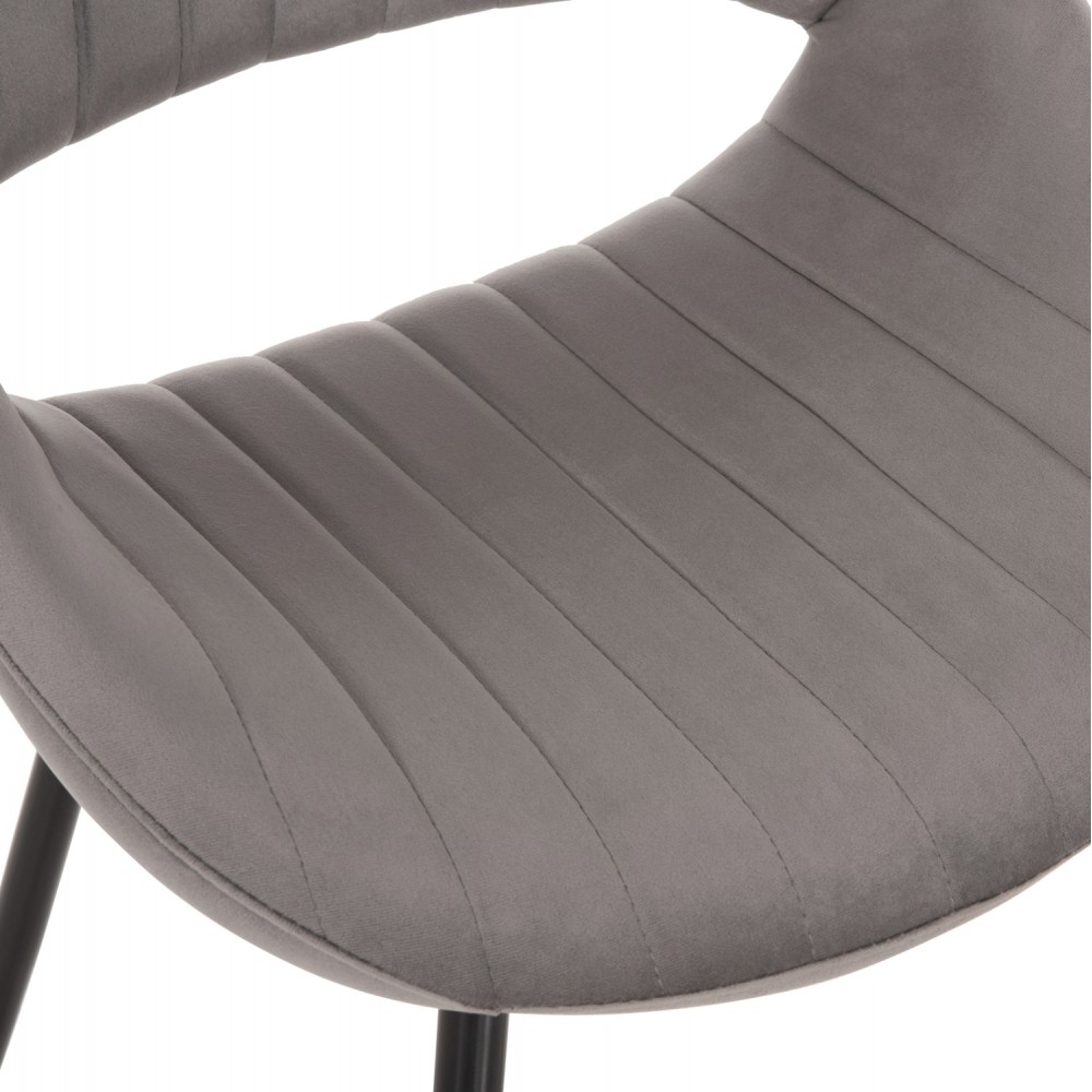 Καρέκλα "ODEN" από βελούδο/μέταλλο σε γκρι/μαύρο χρώμα 52x55x84