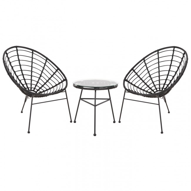 Σετ εξωτερικού χώρου "ALLEGRA" 3τμχ από μέταλλο/rattan σε μαύρο χρώμα Φ45x46