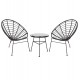 Σετ εξωτερικού χώρου "ALLEGRA" 3τμχ από μέταλλο/rattan σε μαύρο χρώμα Φ45x46