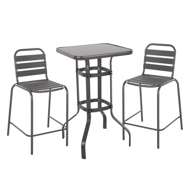 Σετ εξωτερικού χώρου 3τμχ "LAURA" από μέταλλο/αλουμίνιο σε γκρι χρώμα 60x60x100