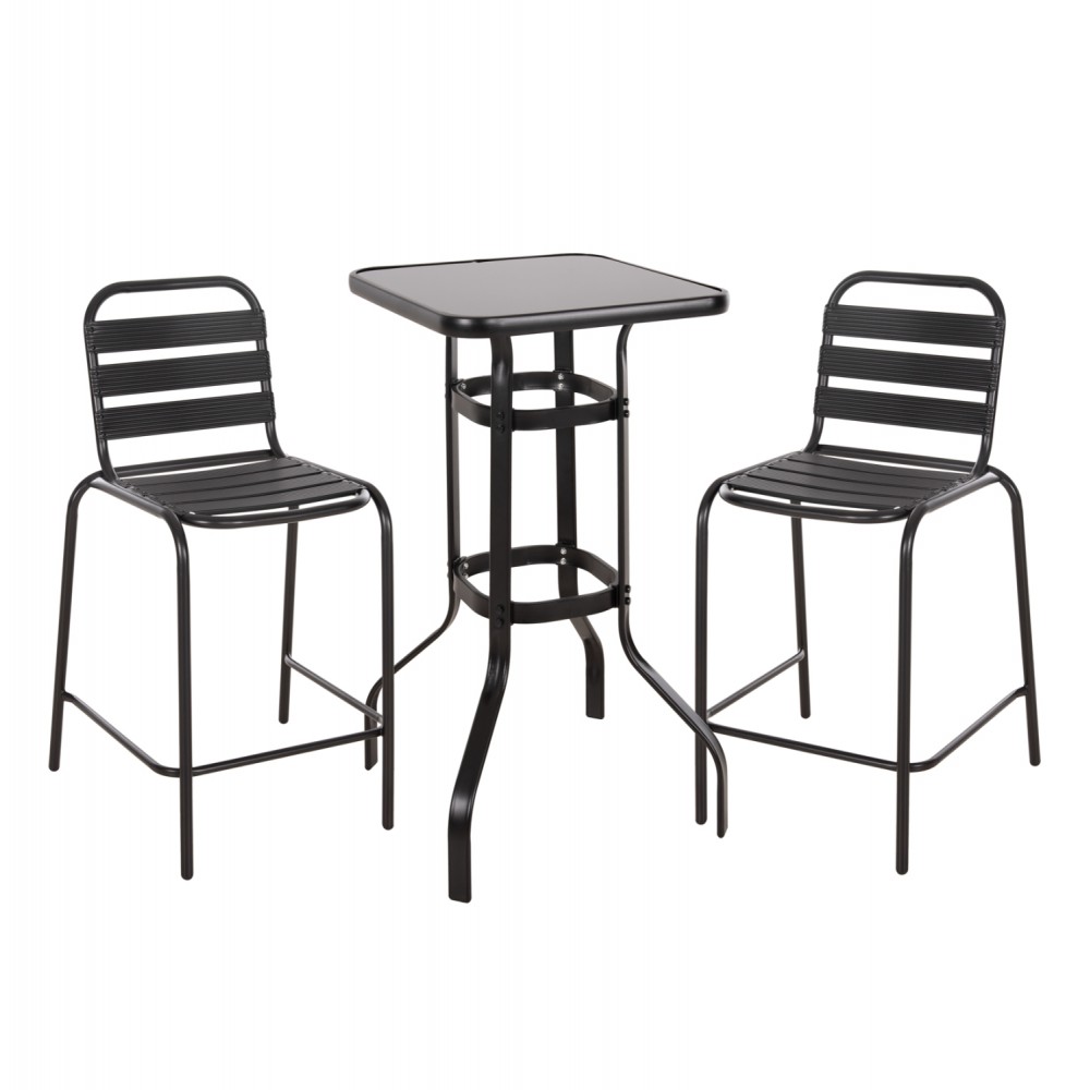 Σετ εξωτερικού χώρου 3τμχ "LAURA" από μέταλλο/αλουμίνιο σε μαύρο χρώμα 60x60x100