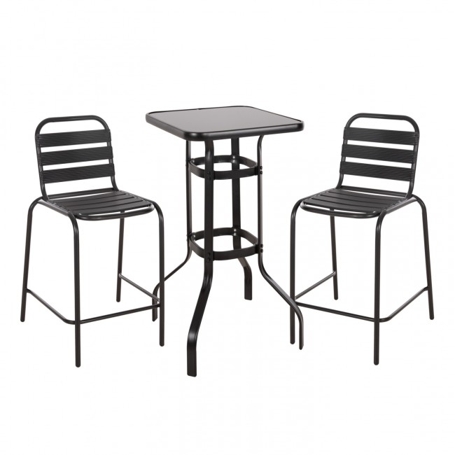 Σετ εξωτερικού χώρου 3τμχ "LAURA" από μέταλλο/αλουμίνιο σε μαύρο χρώμα 60x60x100