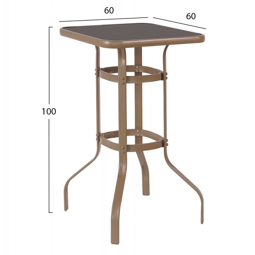 Σετ εξωτερικού χώρου 3τμχ "LAURA" από μέταλλο/αλουμίνιο σε σαμπανί χρώμα 60x60x100