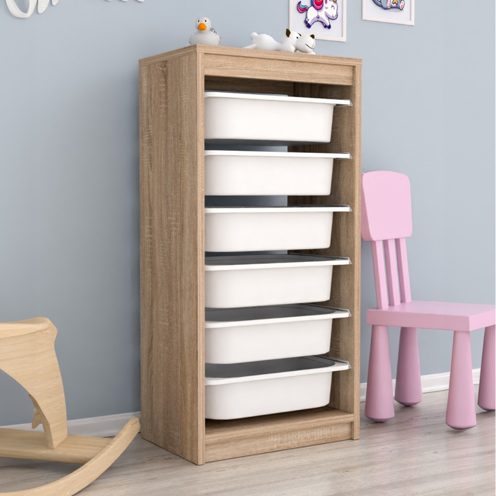 Συρταριέρα "SANI" σε σονόμα/λευκό χρώμα 45.5x29.6x91.8