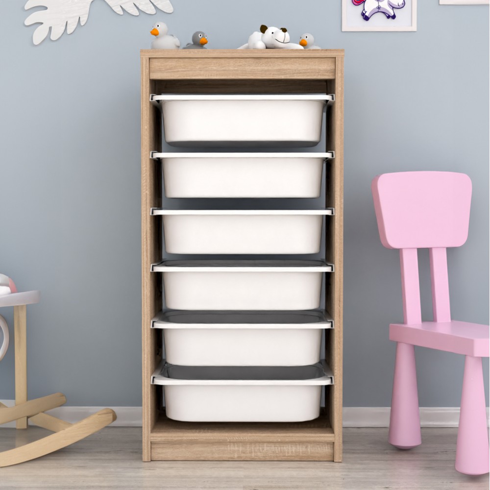 Συρταριέρα "SANI" σε σονόμα/λευκό χρώμα 45.5x29.6x91.8