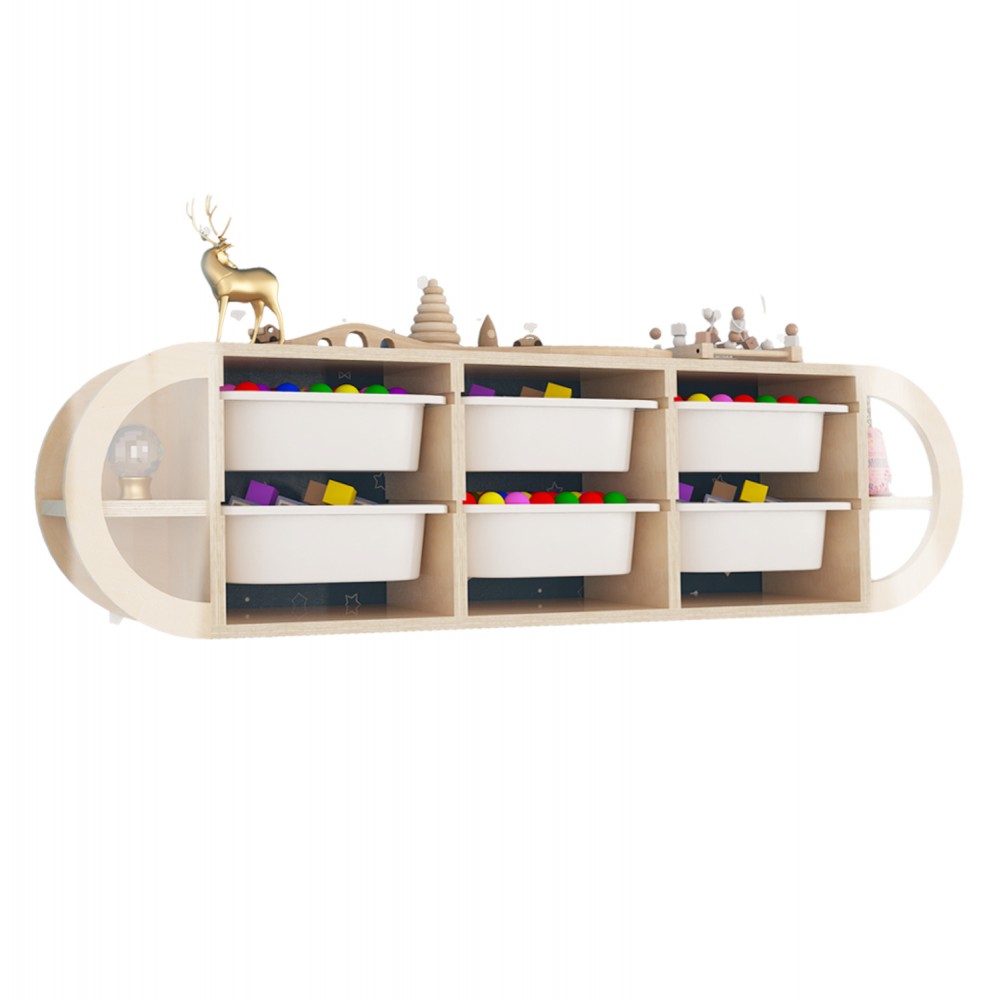 Συρταριέρα τοίχου "SANI" από ξύλο σε φυσικό/λευκό χρώμα 126x26x33