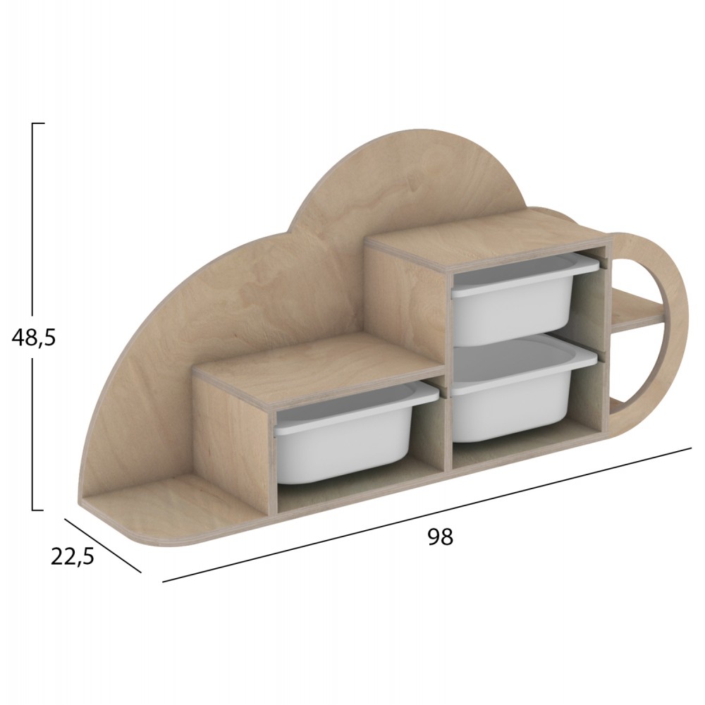 Συρταριέρα τοίχου "SANI" από ξύλο σε φυσικό/λευκό χρώμα 98x22.5x48.5