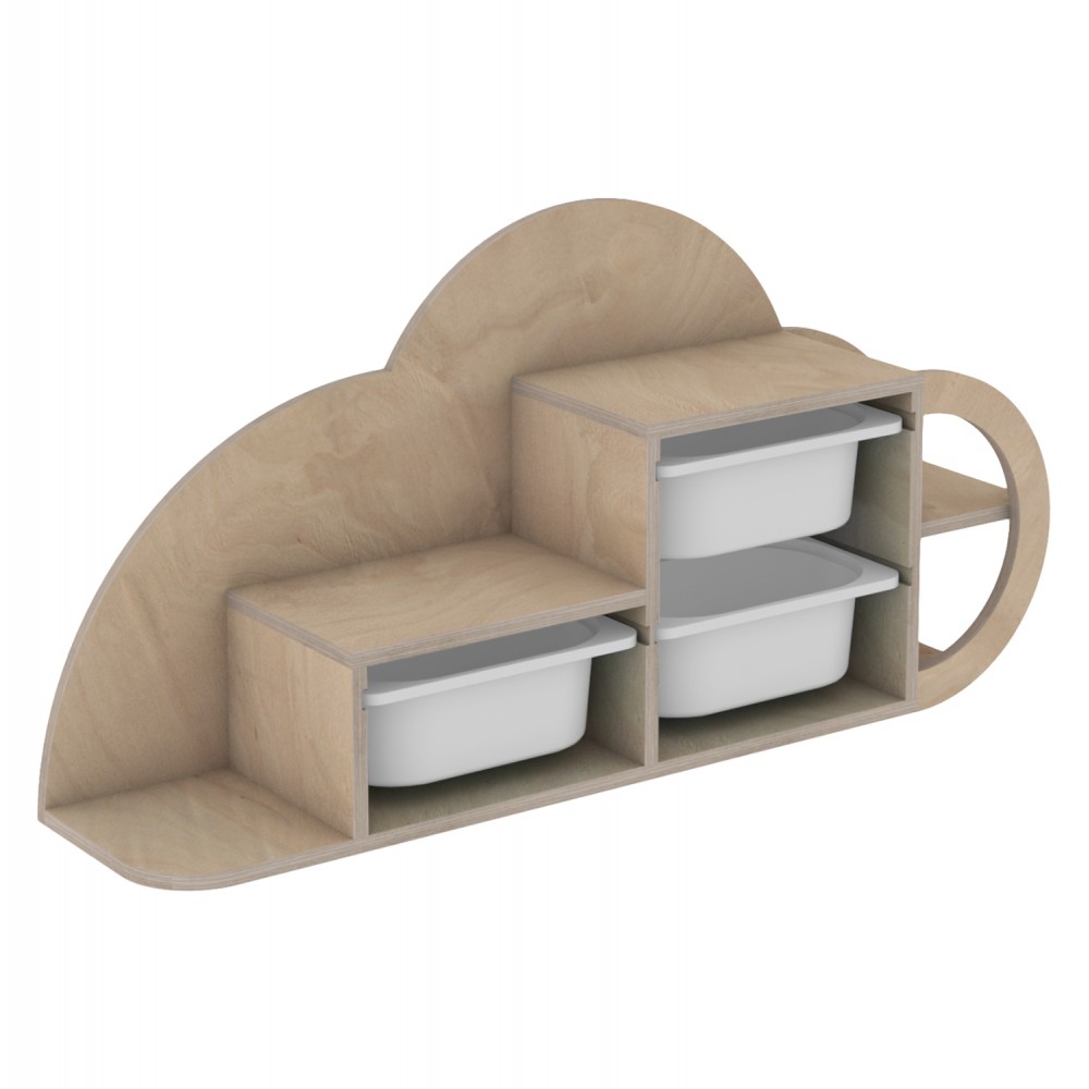 Συρταριέρα τοίχου "SANI" από ξύλο σε φυσικό/λευκό χρώμα 98x22.5x48.5