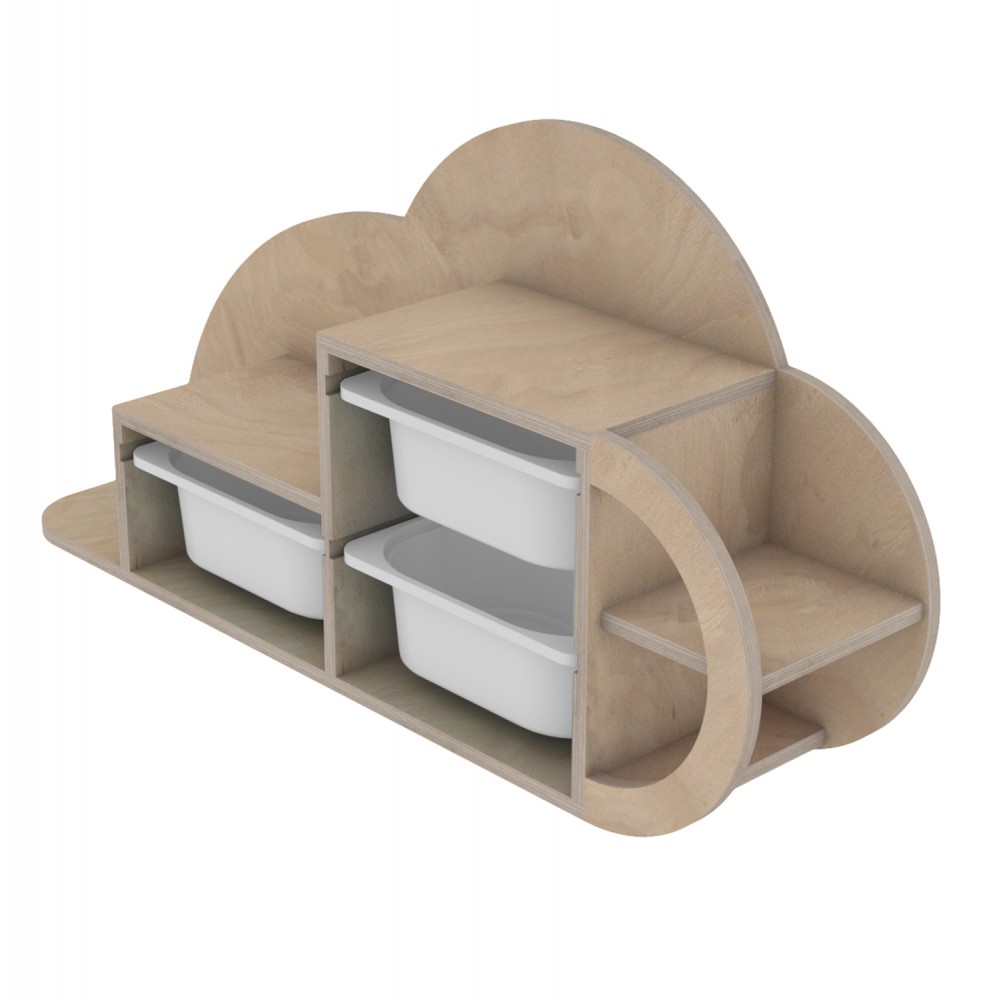 Συρταριέρα τοίχου "SANI" από ξύλο σε φυσικό/λευκό χρώμα 98x22.5x48.5