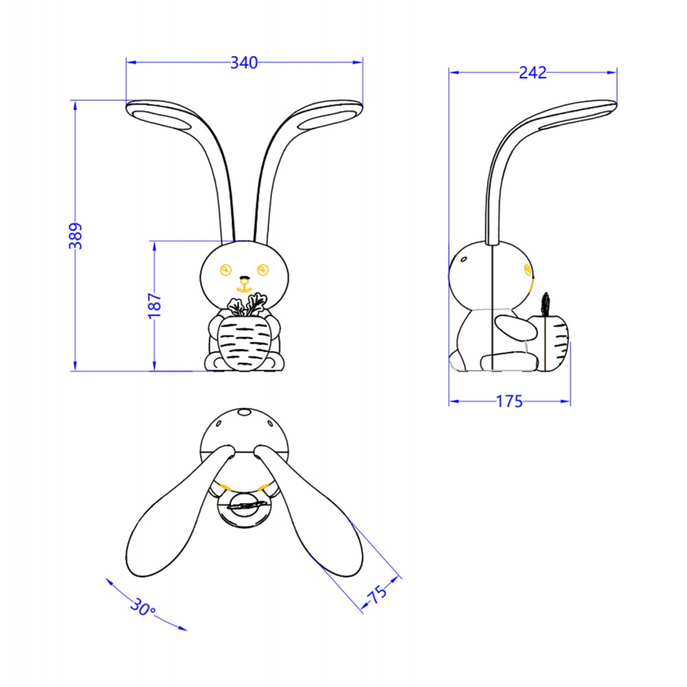 Παιδικό φωτιστικό γραφείου led "BADOO" από ΑΒS σε χρώμα κίτρινο 10W