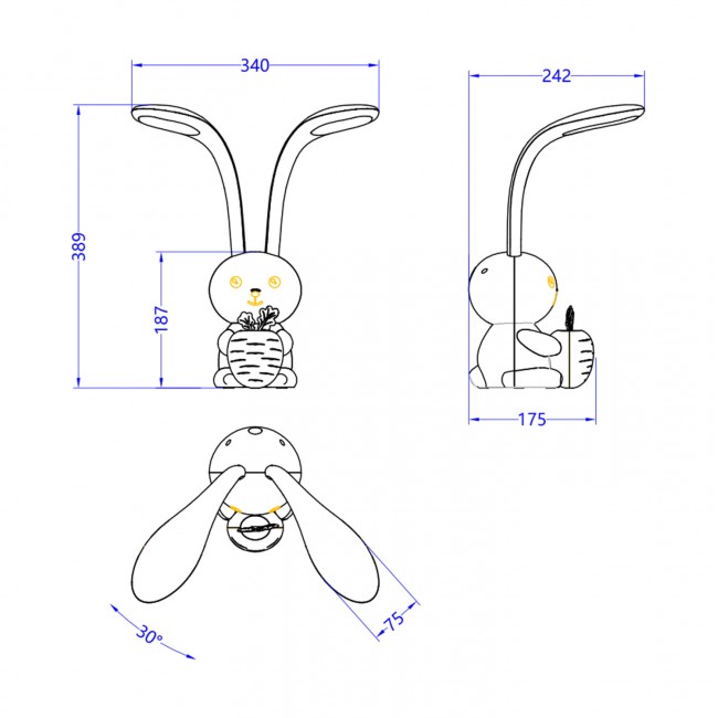 Παιδικό φωτιστικό γραφείου led "BADOO" από ΑΒS σε χρώμα κίτρινο 10W
