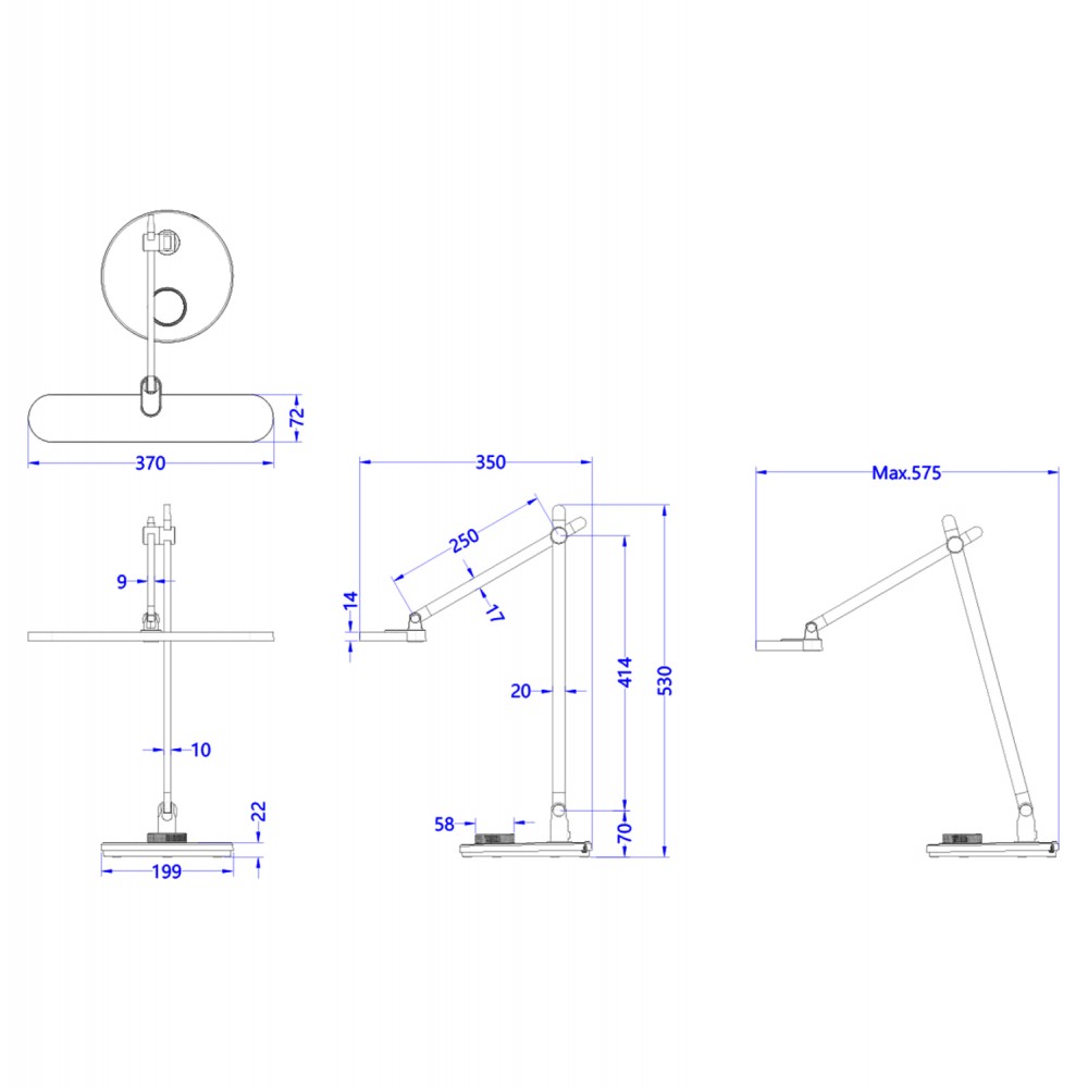 Φωτιστικό γραφείου led "BRAIN PRO" από ABS/αλουμίνιο σε χρώμα γκρι 57.5x53 12W