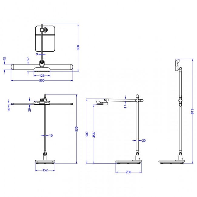 Φωτιστικό γραφείου led "BRAIN PRO" από ABS/αλουμίνιο σε χρώμα γκρι 36.8x81 12W