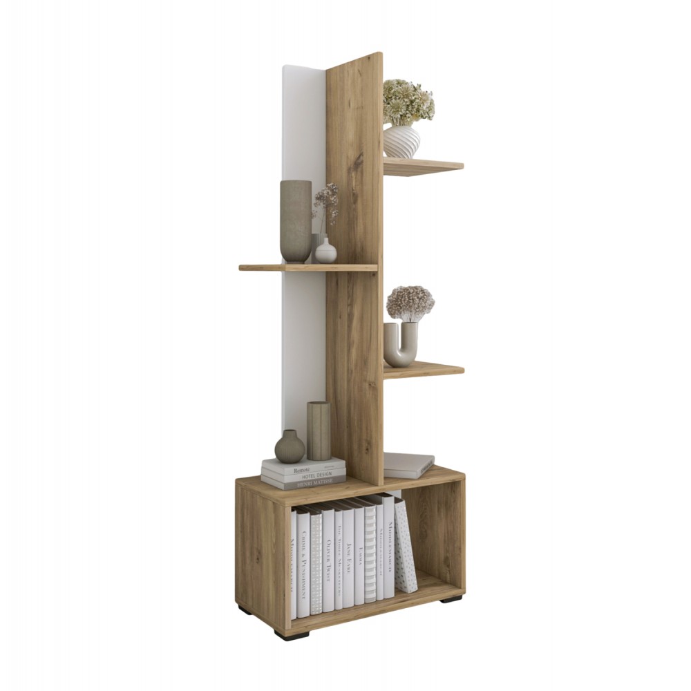 Βιβλιοθήκη "TRIVIO" σε χρώμα λευκό/atlantis green 50x25x127