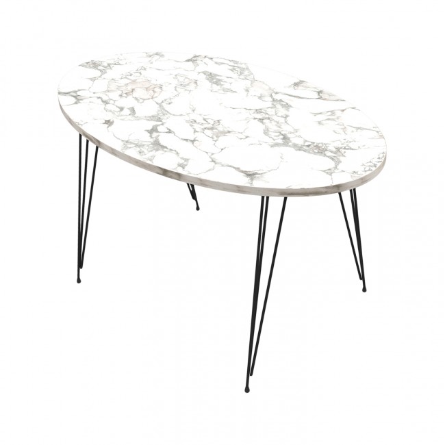 Τραπέζι σαλονιού "GRANIT" από μέταλλο σε λευκό χρώμα μαρμάρου 90x50x42