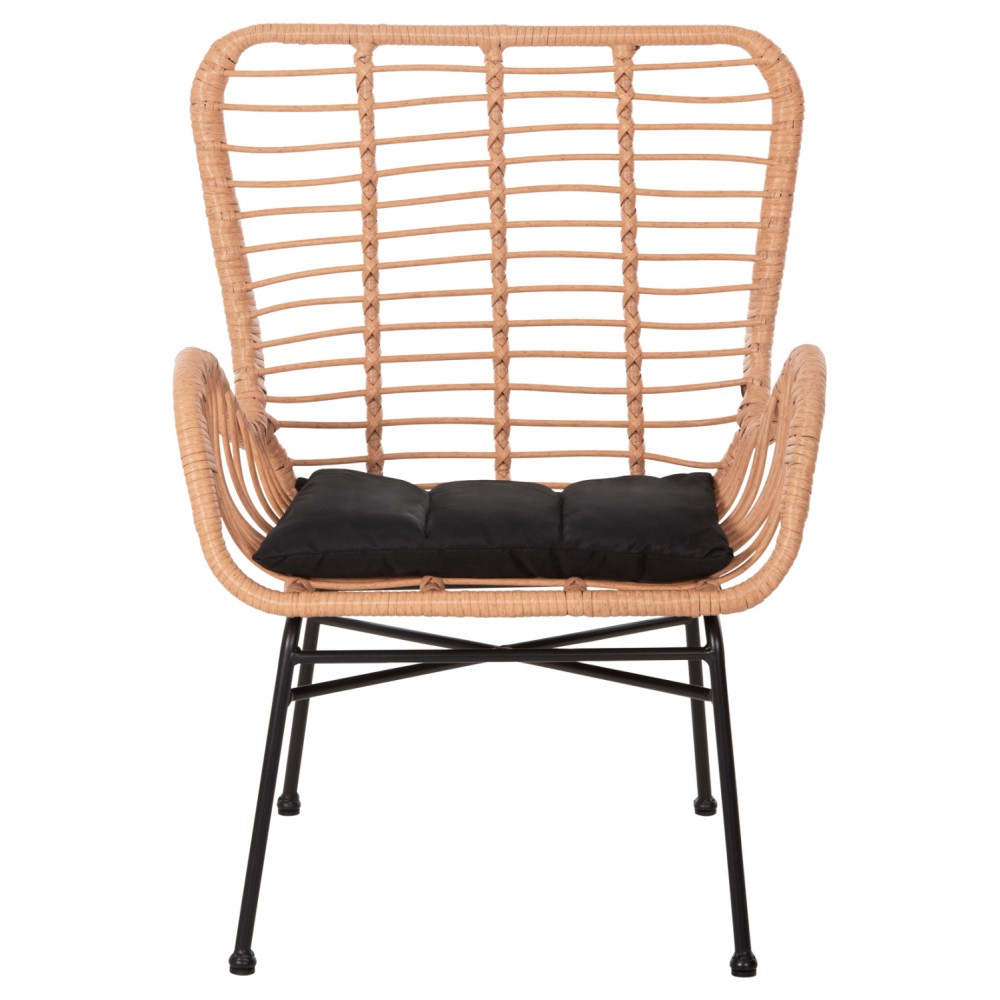 Πολυθρόνα "ALLEGRA" από rattan/μέτταλο σε μπεζ/μαύρο χρώμα 66x59x90