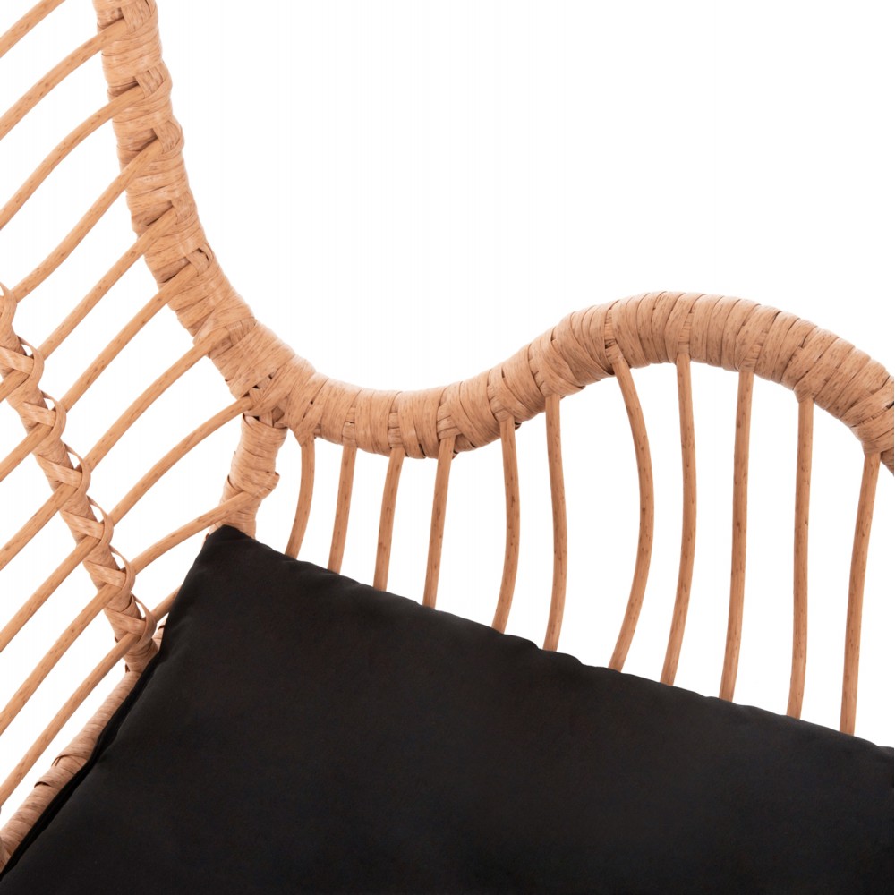 Πολυθρόνα "ALLEGRA" από rattan/μέτταλο σε μπεζ/μαύρο χρώμα 66x59x90