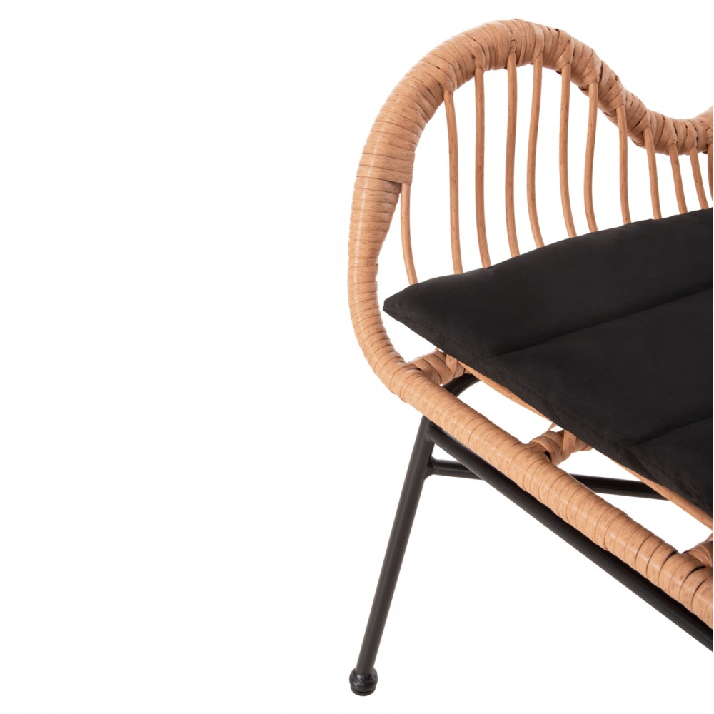 Πολυθρόνα "ALLEGRA" από rattan/μέτταλο σε μπεζ/μαύρο χρώμα 66x59x90