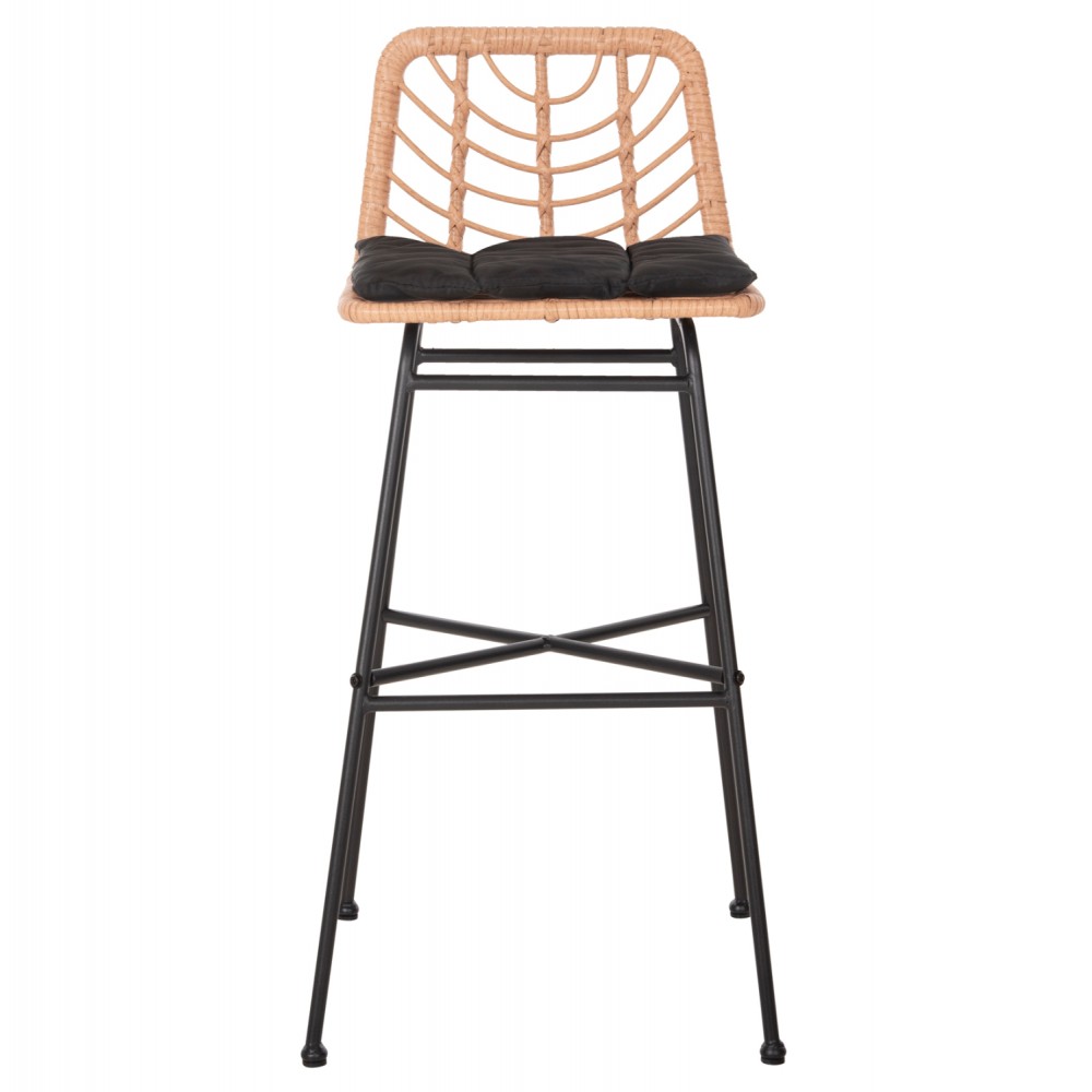 Σκαμπό μπαρ "GERALD" από μέταλλο/rattan σε μπεζ/μαύρο χρώμα 49x50x101