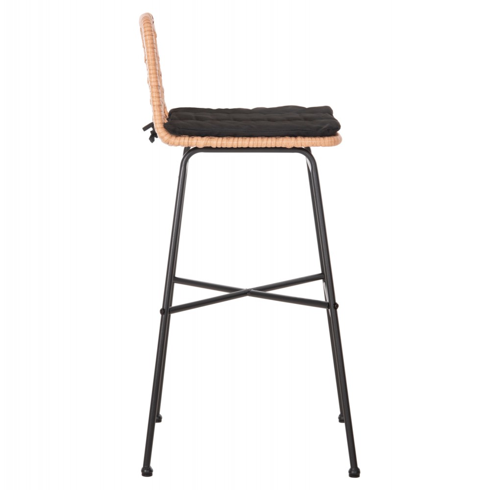 Σκαμπό μπαρ "GERALD" από μέταλλο/rattan σε μπεζ/μαύρο χρώμα 49x50x101