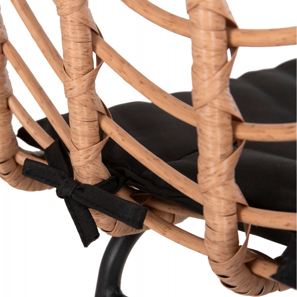 Σκαμπό μπαρ "GERALD" από μέταλλο/rattan σε μπεζ/μαύρο χρώμα 49x50x101