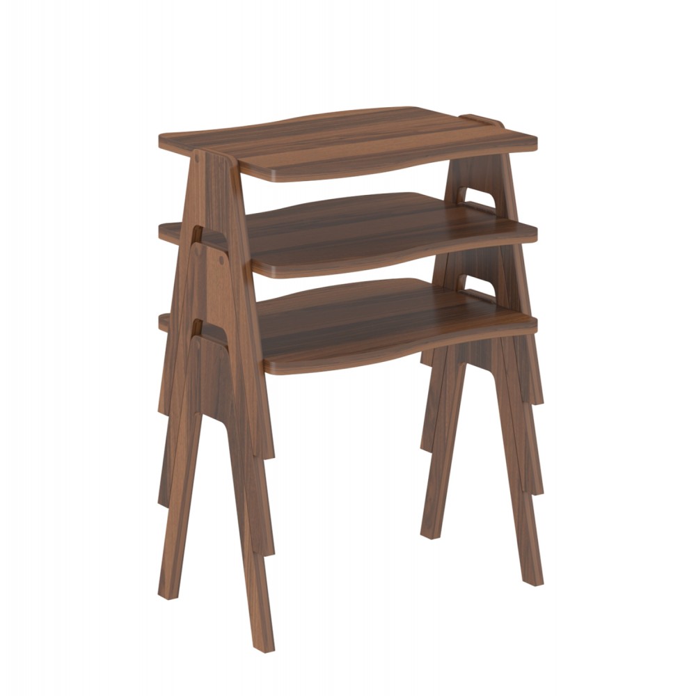 Σετ βοηθητικά τραπέζια "ESSENT" σε καρυδί χρώμα 45x35x40