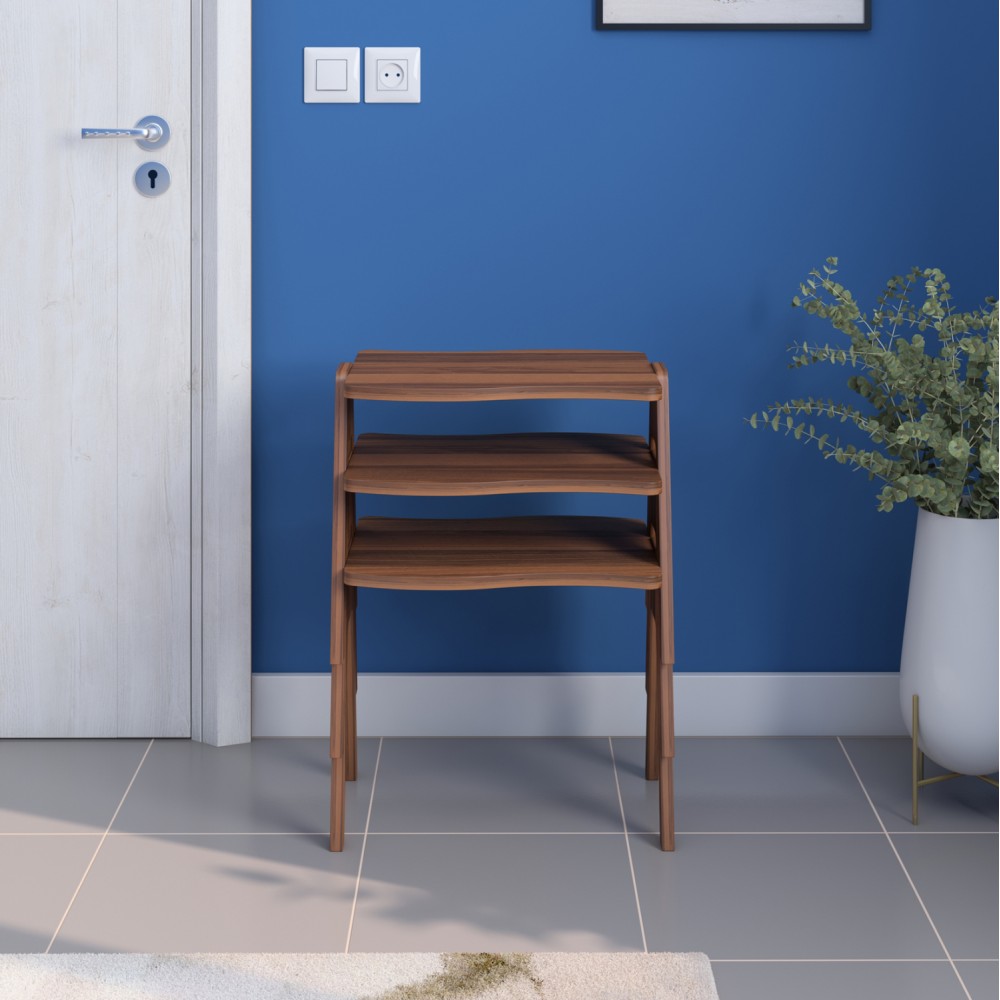 Σετ βοηθητικά τραπέζια "ESSENT" σε καρυδί χρώμα 45x35x40