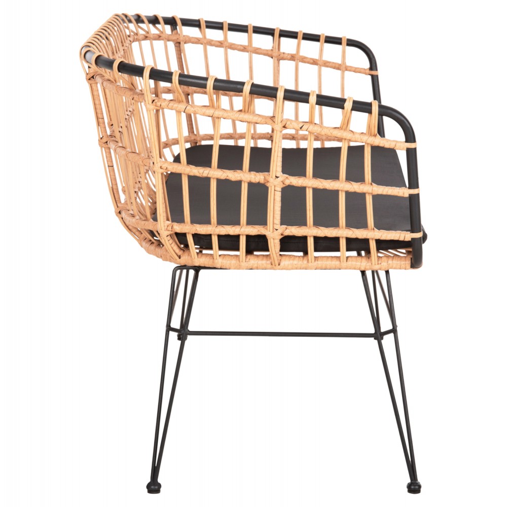 Παγκάκι διθέσιο "ALLEGRA" από rattan/μέταλλο σε μπεζ/μαύρο χρώμα 125x60x77