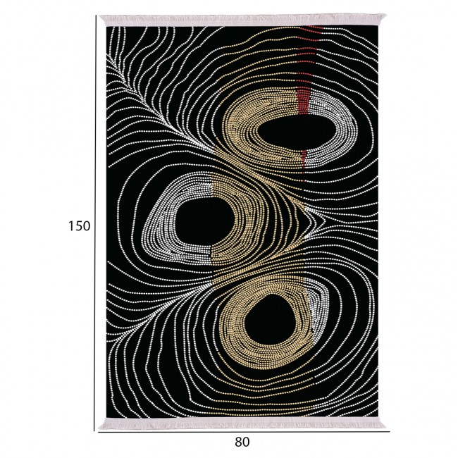 Χαλί με κρόσια "JOSIANE" σε μαύρο/χρυσό χρώμα 80x150
