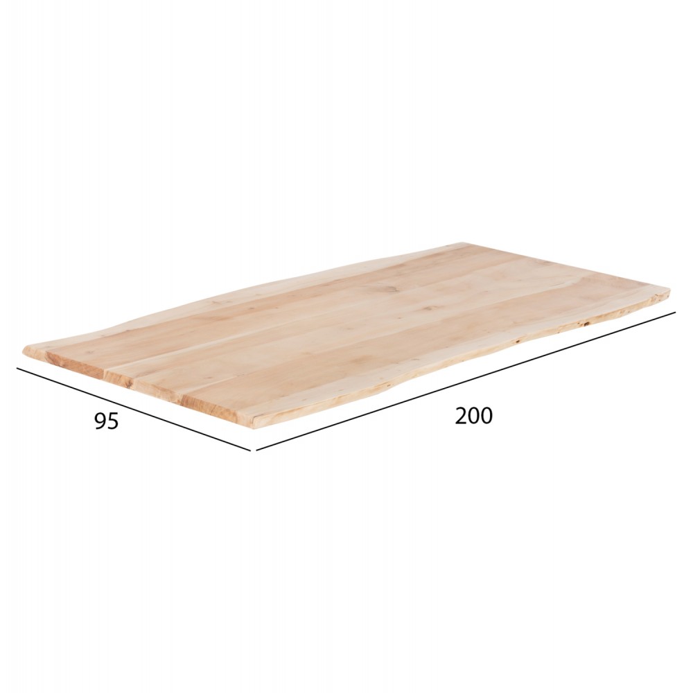 Επιφάνεια τραπεζιού από ξύλο σε φυσικό χρώμα 200x95x4