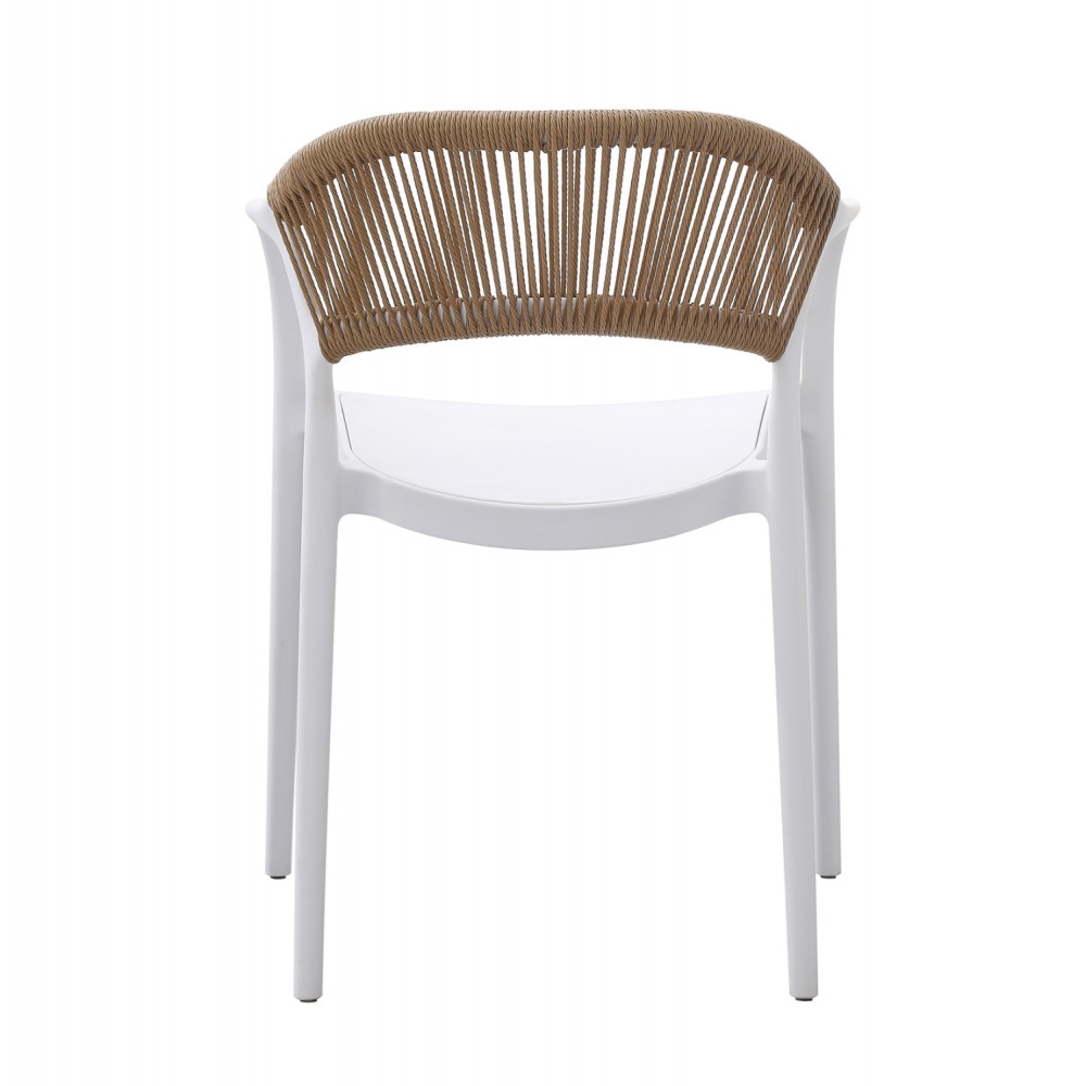 Πολυθρόνα "EVA" από pp/σχοινί σε λευκό/μπεζ χρώμα 58,5x49x83,5