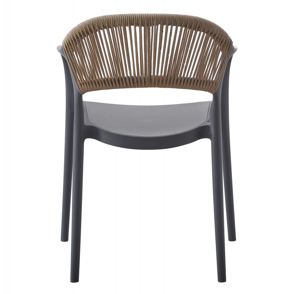 Πολυθρόνα "EVA" από pp/σχοινί σε γκρι/μπεζ χρώμα 58.5x49x83.5