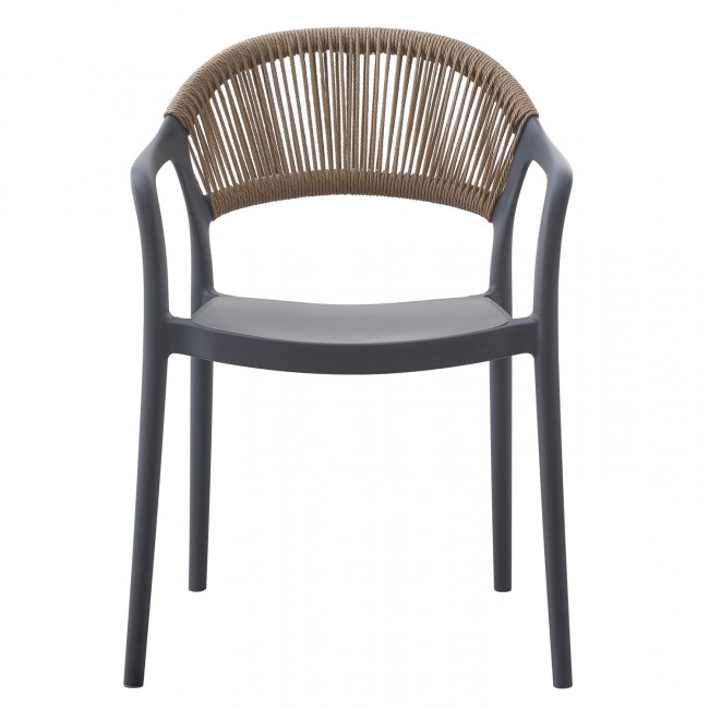 Πολυθρόνα "EVA" από pp/σχοινί σε γκρι/μπεζ χρώμα 58.5x49x83.5