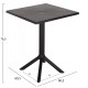Τραπέζι τετράγωνο "TERRIN" από pp σε χρώμα μαύρο 60.5x60.5x76.5