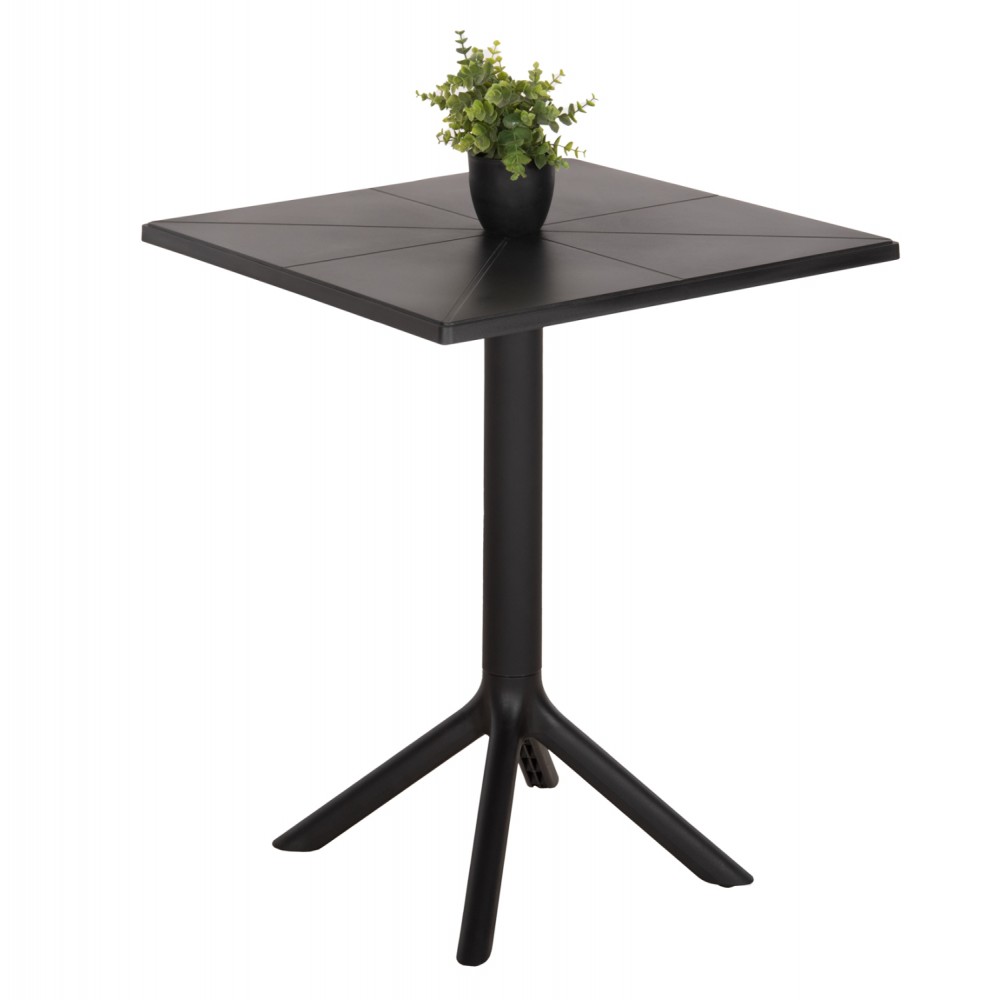 Τραπέζι τετράγωνο "TERRIN" από pp σε χρώμα μαύρο 60.5x60.5x76.5