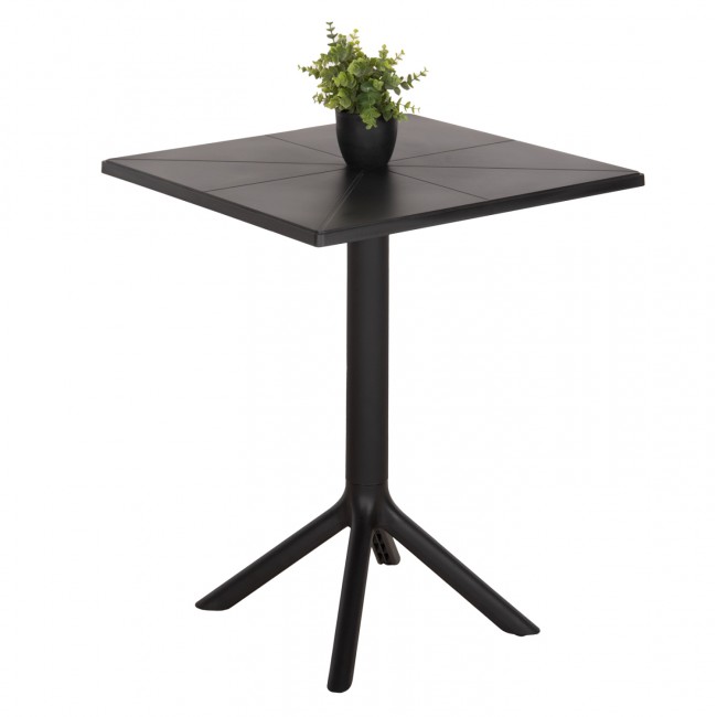 Τραπέζι τετράγωνο "TERRIN" από pp σε χρώμα μαύρο 60.5x60.5x76.5