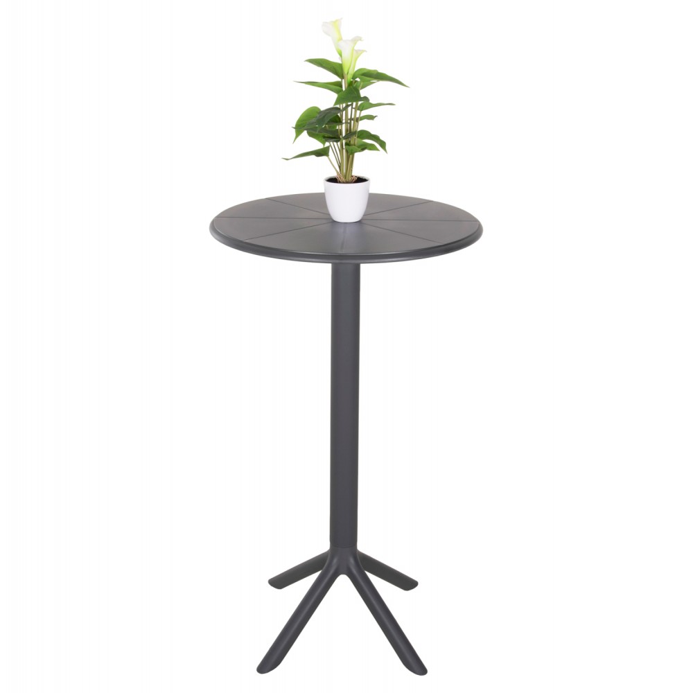 Τραπέζι μπαρ "TERRIN" από πολυπροπυλένιο σε γκρι χρώμα Φ60x106