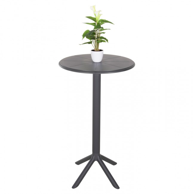 Τραπέζι μπαρ "TERRIN" από πολυπροπυλένιο σε γκρι χρώμα Φ60x106