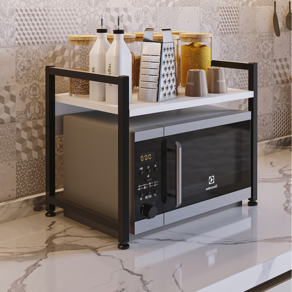 Ράφι κουζίνας "BECKO" από μέταλλο σε λευκό/μαύρο χρώμα 53x35x41