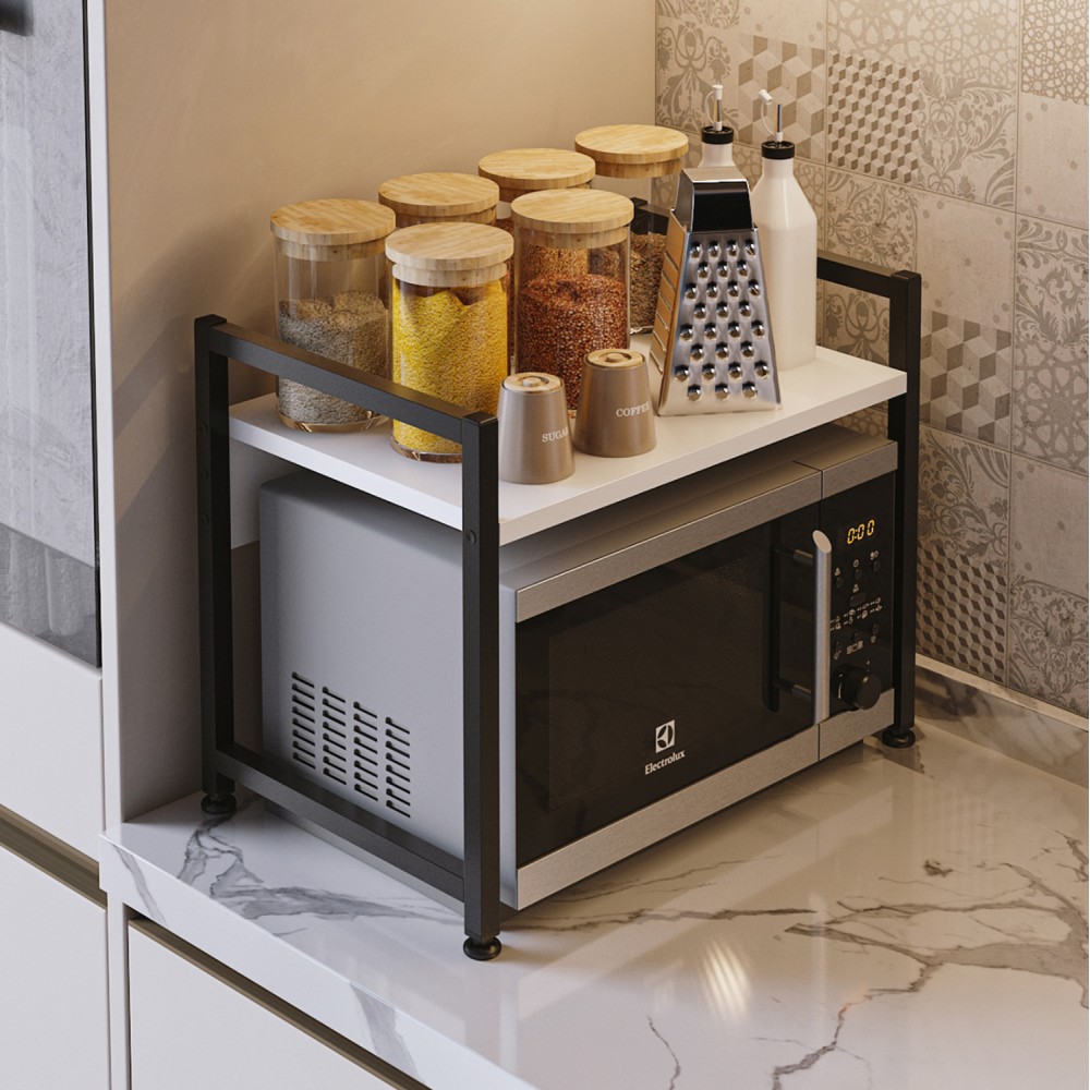 Ράφι κουζίνας "BECKO" από μέταλλο σε λευκό/μαύρο χρώμα 53x35x41