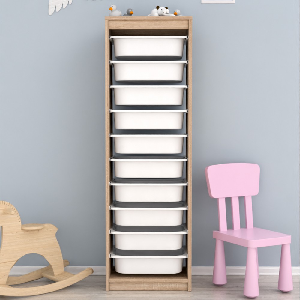 Συρταριέρα "SANI" σε σονόμα/λευκό χρώμα 45,5x29,6x144