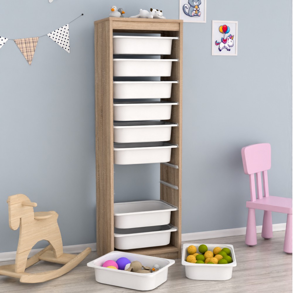 Συρταριέρα "SANI" σε σονόμα/λευκό χρώμα 45,5x29,6x144