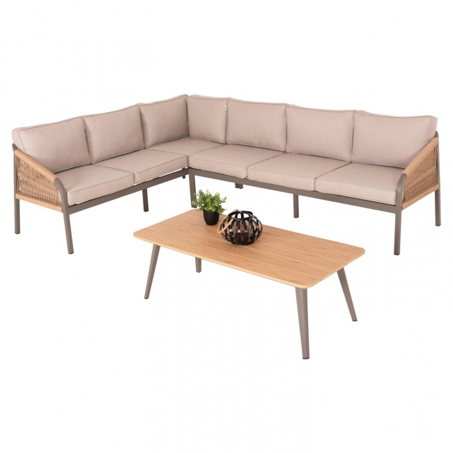 Σαλόνι γωνία ''MAERLY'' από αλουμίνιο σε χρώμα σαμπανί 258x72x83